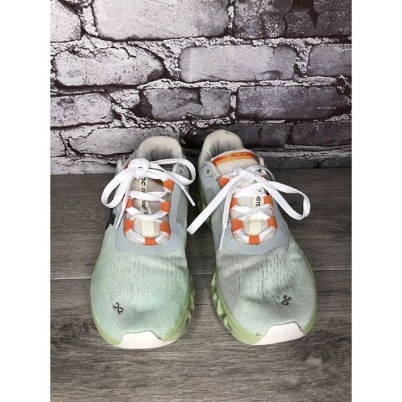 On Cloud Wide Lime Green Gray White LaceUp Gym Running Shoes Women Sz 39EU/8M US - Picture 7 of 16
